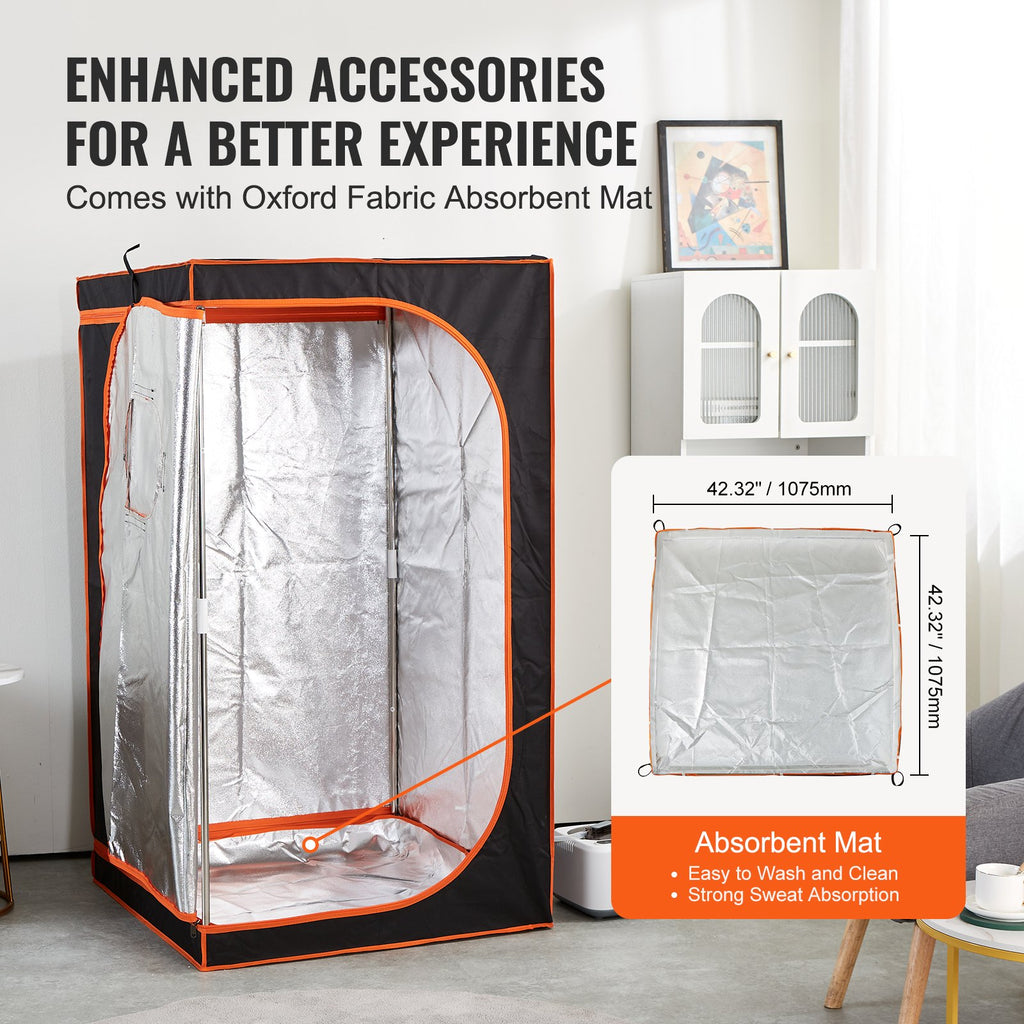 Portable Steam Sauna Tent Full Size, 1000W Personal Sauna Blanket Kit For Home Spa, Detoxify & Soothing Heated Body Therapy, Time & Temperature Remote Control With Floor  Mat