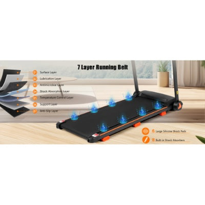 NEW Treadmills For Home, 2.5HP Quiet Folding Treadmill With Heart Rate Sensor, 300lbs Weight Capacity, 7.5MPH, Incline Treadmill With USB Charge Station Bluetooth Speaker, 6 Shock-Absorbing