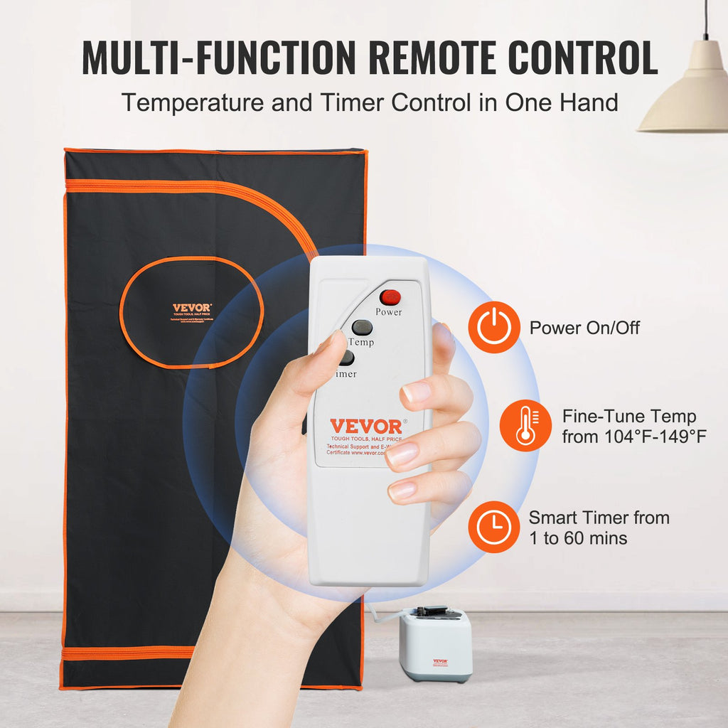 Portable Steam Sauna Tent Full Size, 1000W Personal Sauna Blanket Kit For Home Spa, Detoxify & Soothing Heated Body Therapy, Time & Temperature Remote Control With Floor  Mat