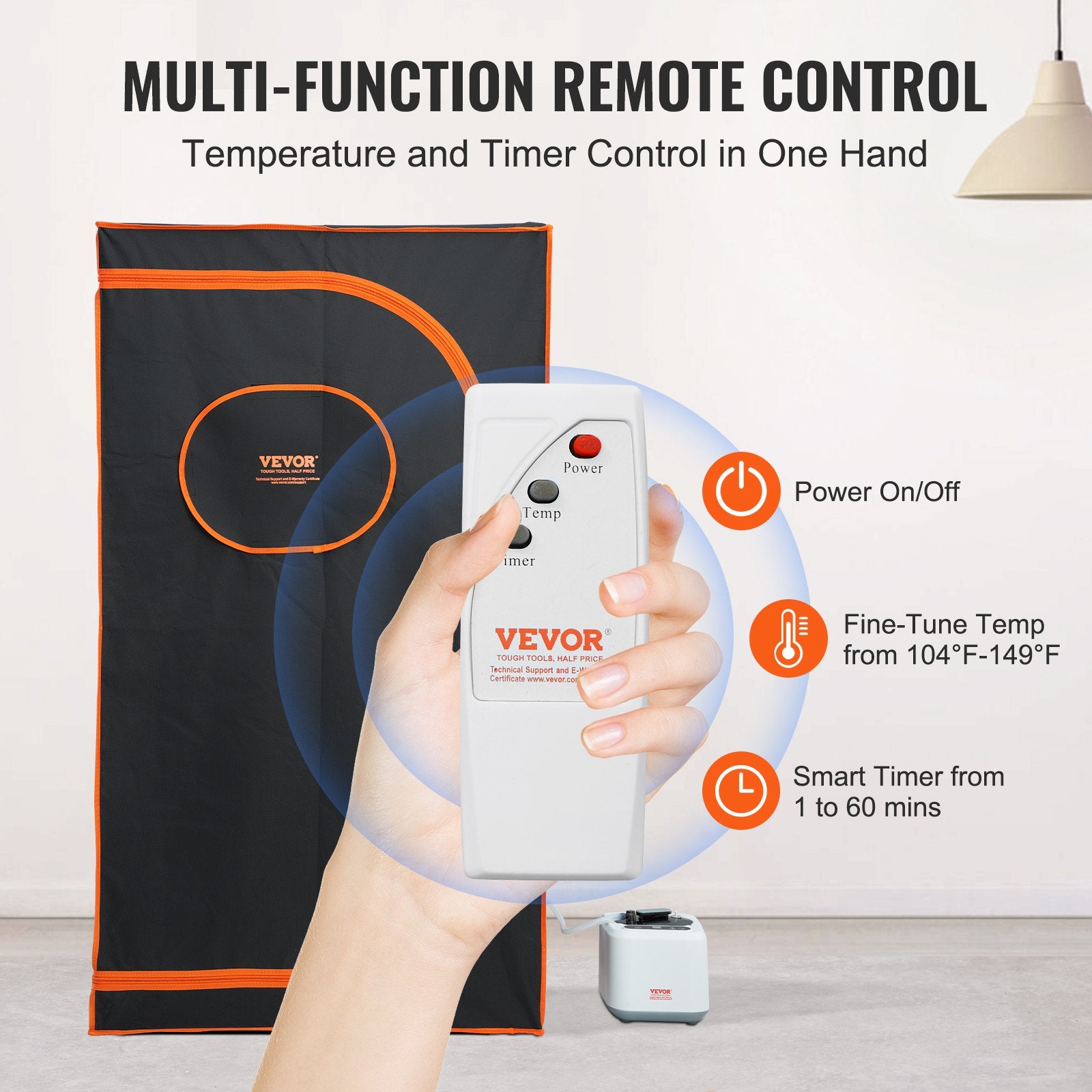 Portable Steam Sauna Tent Full Size, 1000W Personal Sauna Blanket Kit For Home Spa, Detoxify & Soothing Heated Body Therapy, Time & Temperature Remote Control With Floor  Mat
